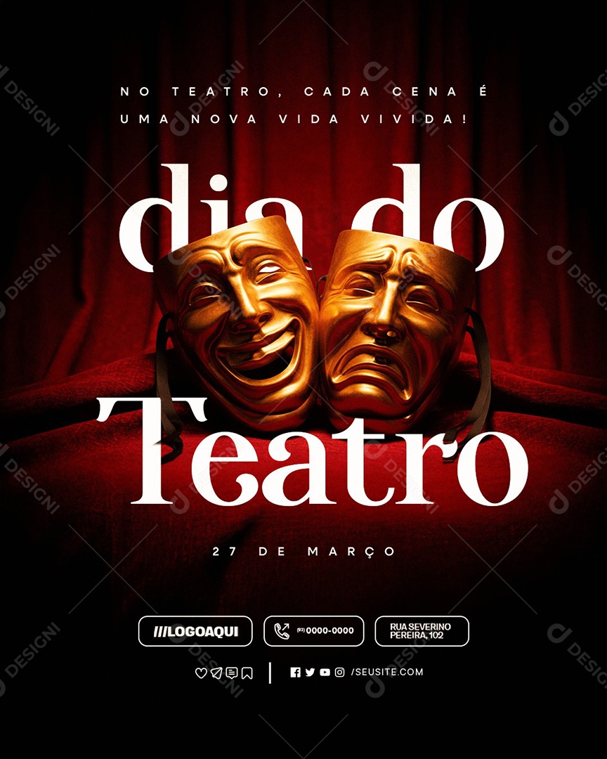 Dia do Teatro 27 de Março Social Media PSD Editável