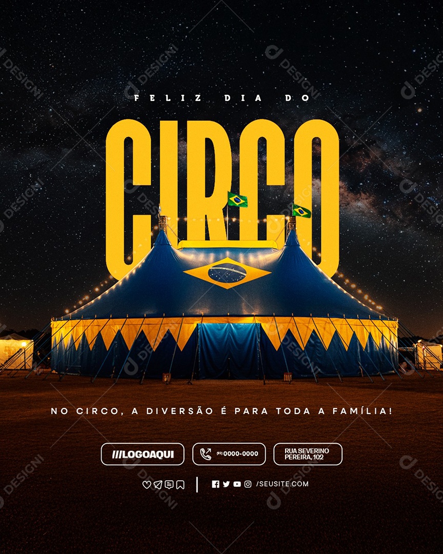 Feliz Dia do Circo 27 de Março Social Media PSD Editável