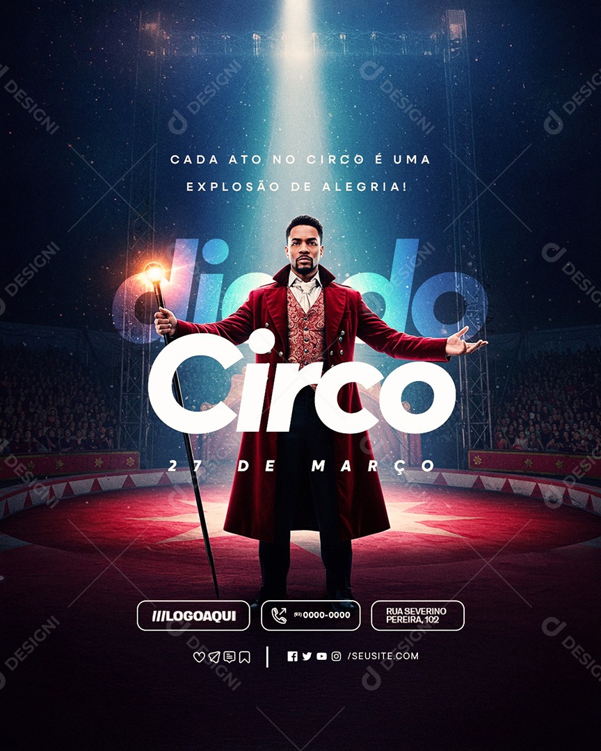 Dia do Circo 27 de Março Explosão de Alegria Social Media PSD Editável