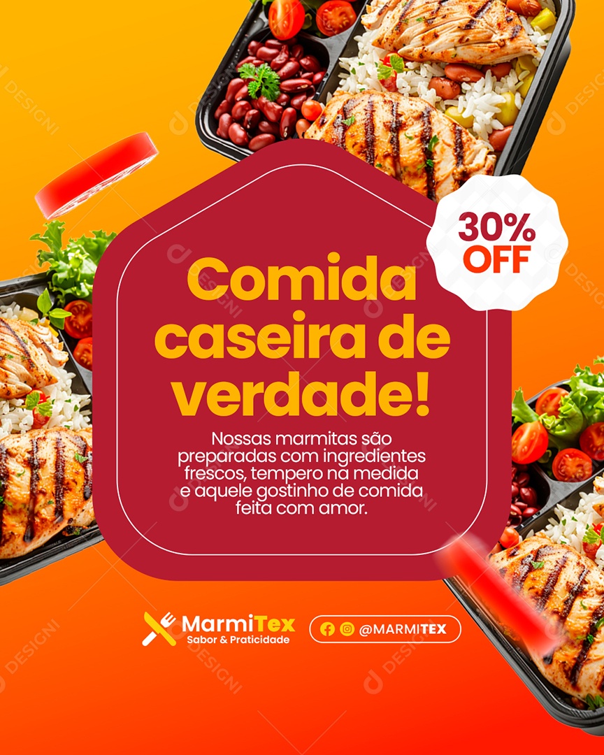 Marmitex Comida Caseira de Verdade Social Media PSD Editável