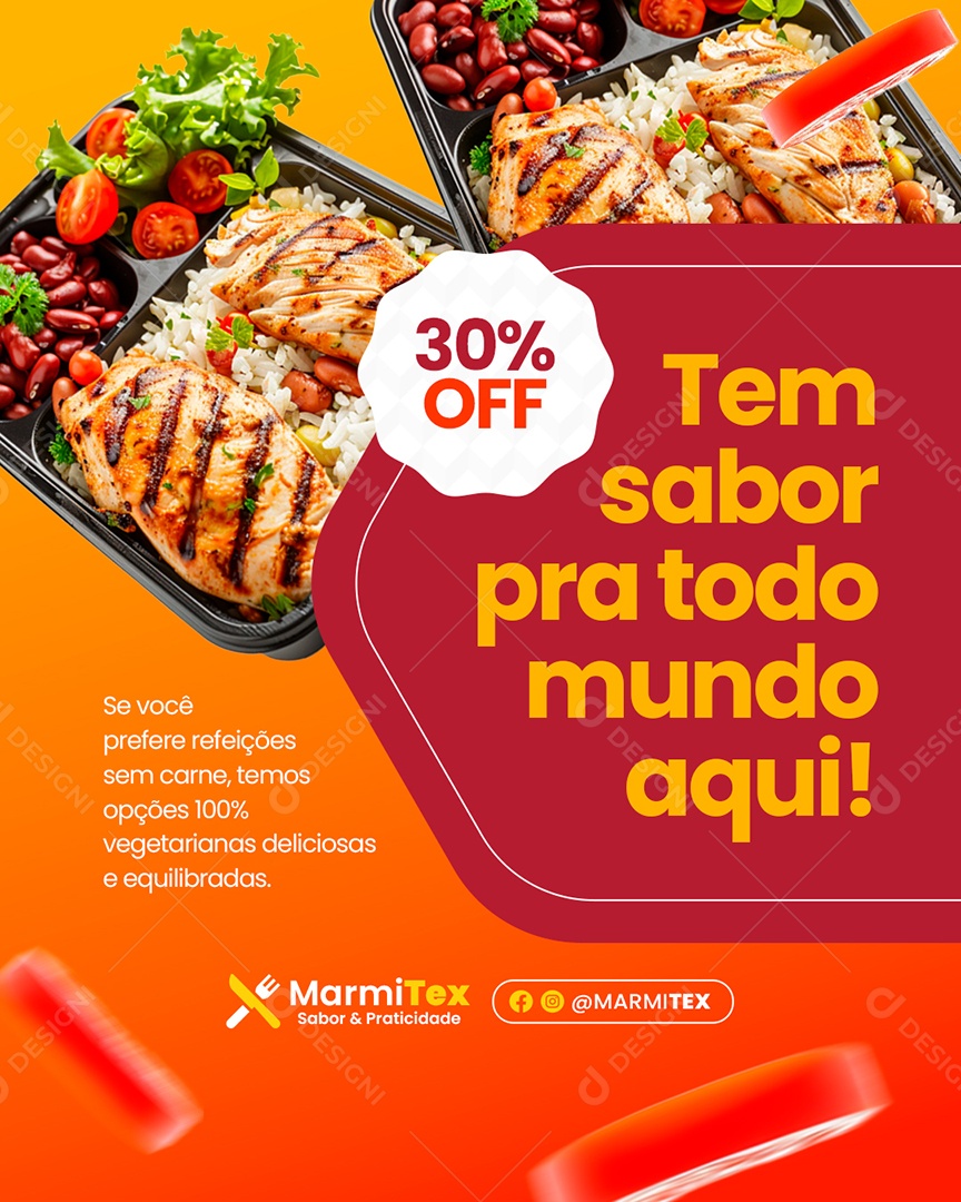 Marmitex Tem Sabor Pra Todo Mundo Aqui Social Media PSD Editável