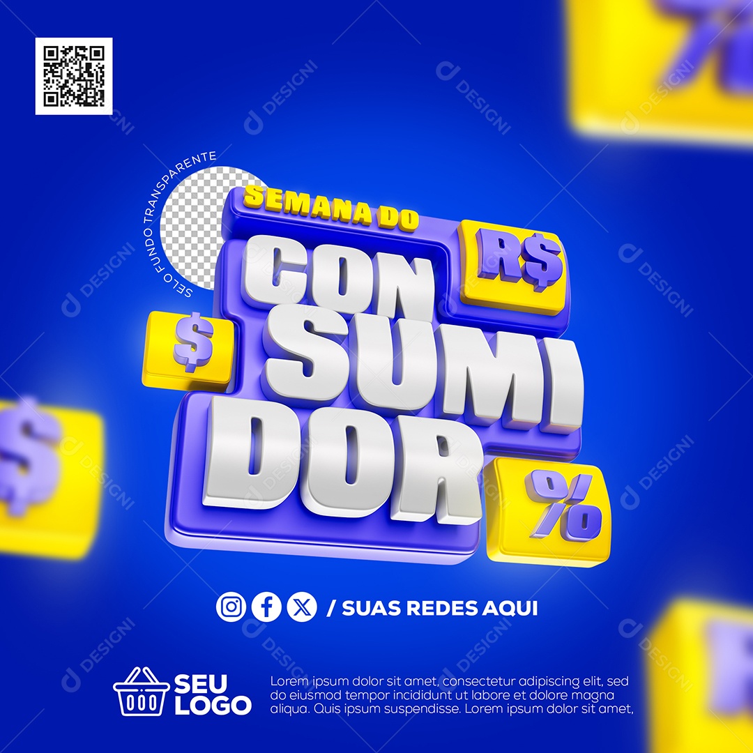 Selo 3D Consumidor Para Composição PSD