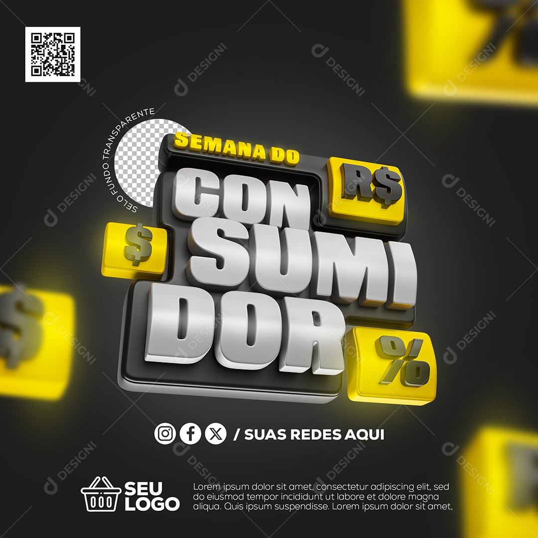 Selo 3D Consumidor Para Composição PSD