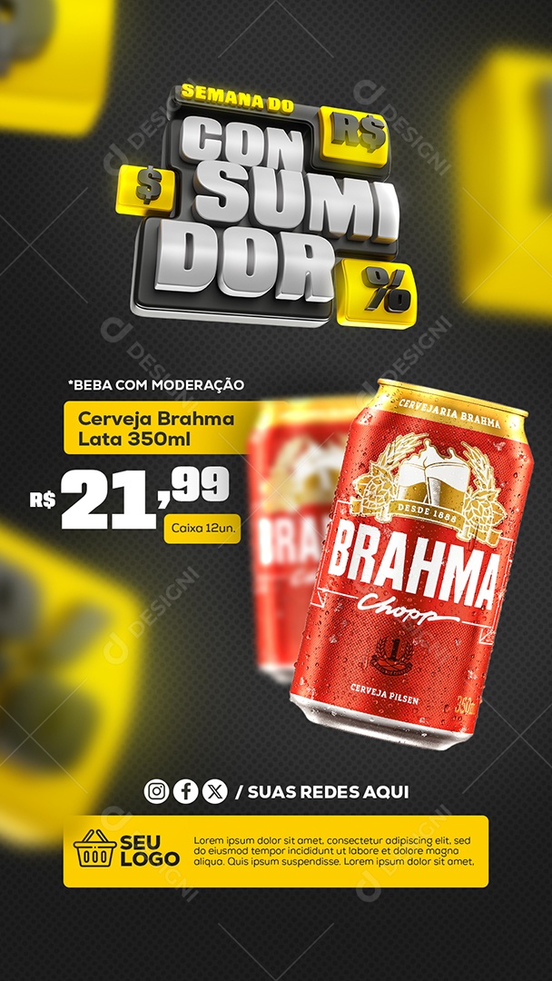 Selo 3D Consumidor Brahma Para Composição PSD