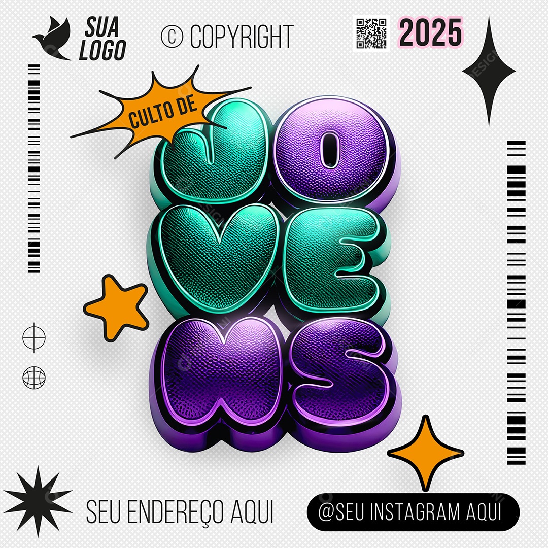 Flyer Gospel Jovens Social Media PSD Editável