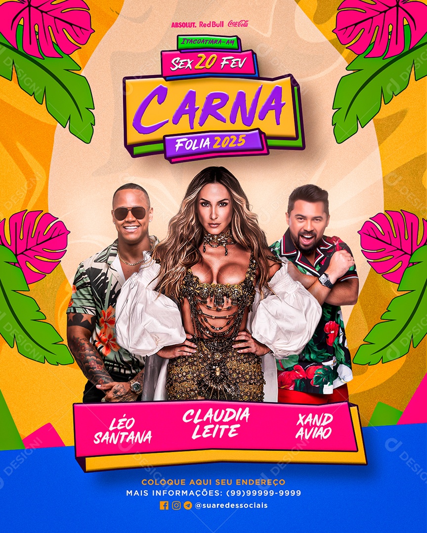 Feed Flyer Carnafolia 2025 Social Media PSD Editável