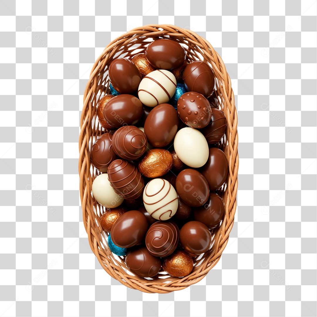 Cesta com Ovo de Páscoa PNG Transparente