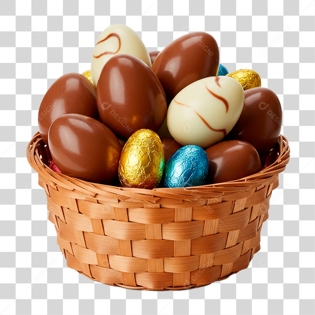 Cesta com Ovo de Páscoa PNG Transparente