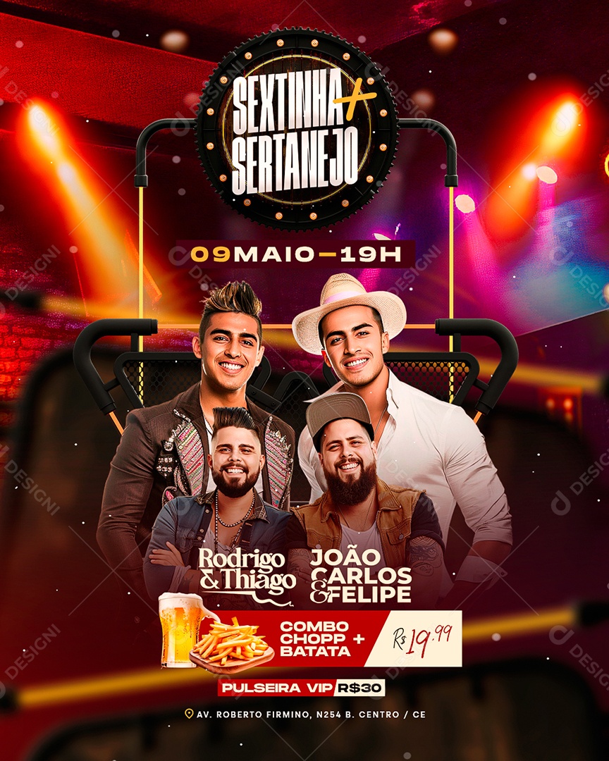 Flyer Sextinha Sertanejo Social Media PSD Editável