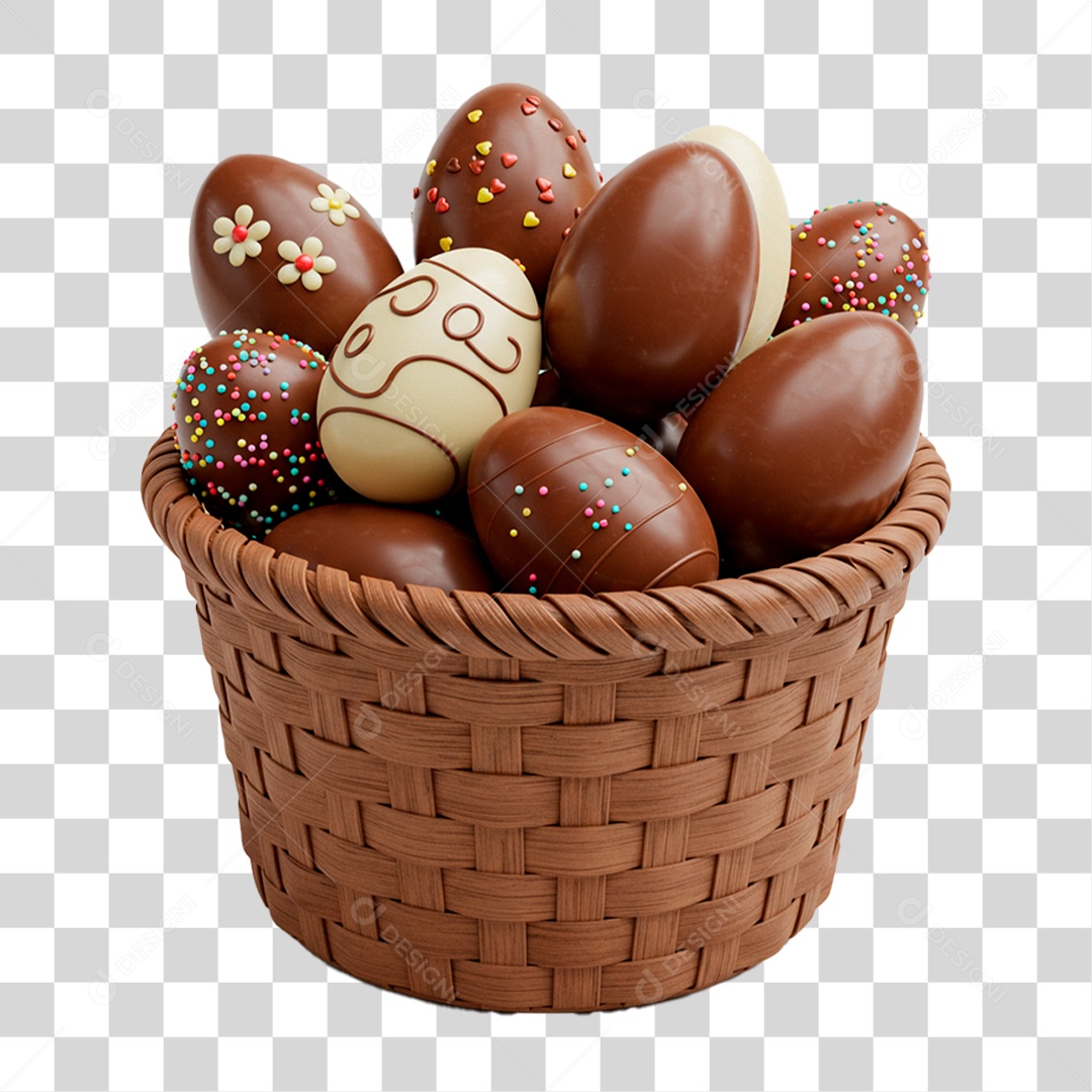 Cesta com Ovo de Páscoa PNG Transparente