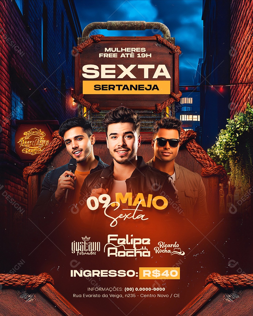 Flyer Sexta Sertaneja Social Media PSD Editável