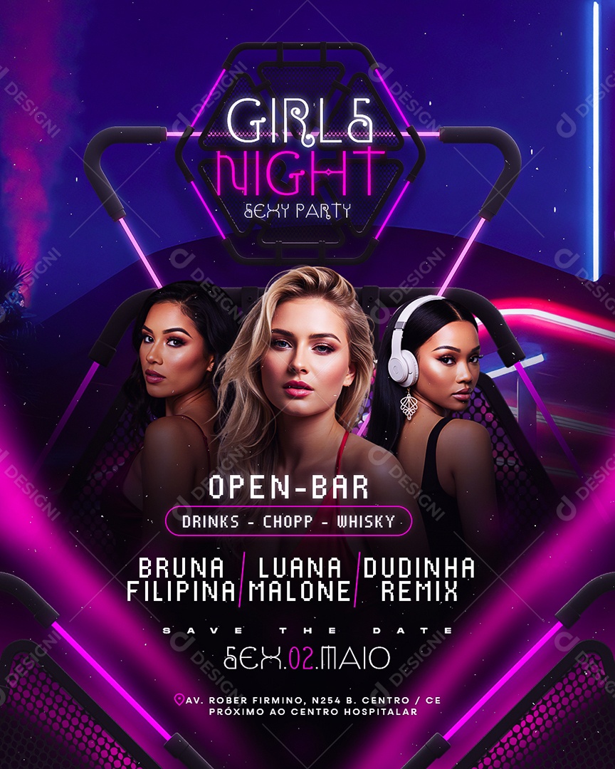 Flyer Girls Night Sexy Party Social Media PSD Editável