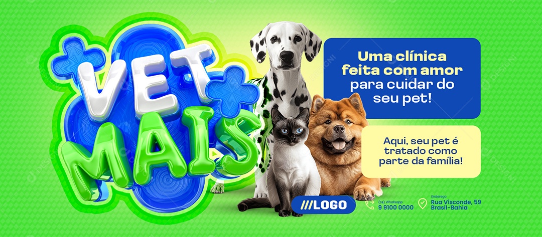Banner Vet Mais Veterinário Uma Clínica Feita com Amor Social Media PSD Editável