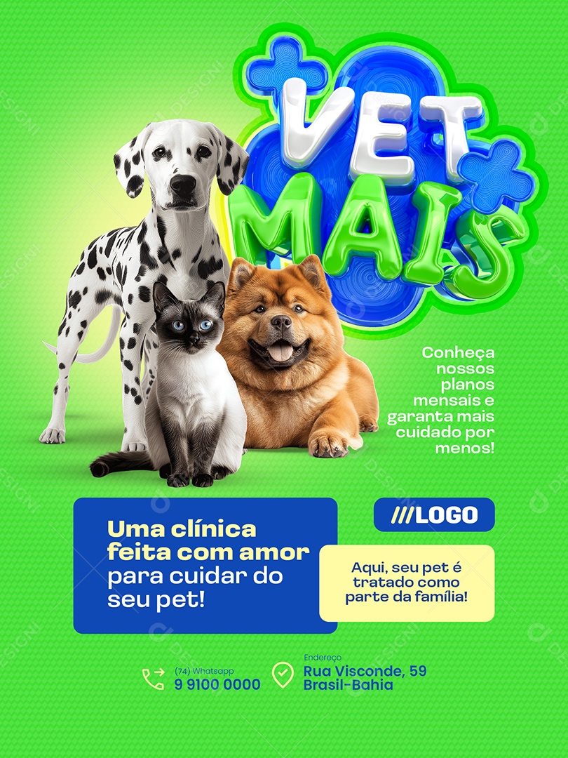 Vet Mais Veterinário Encarte Conheça Nossos Planos Mensais Social Media PSD Editável