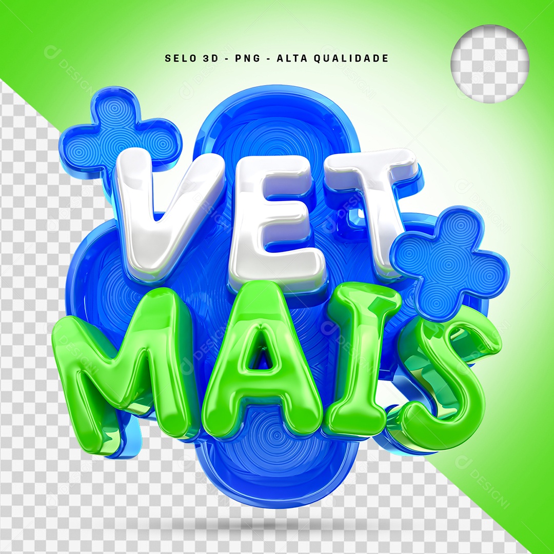 Vet Mais Selo 3D para Composição PSD
