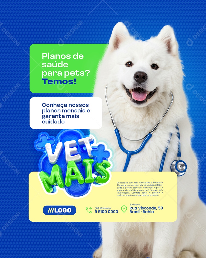 Vet Mais Veterinário Planos de Saúde para Pets Temos Social Media PSD Editável