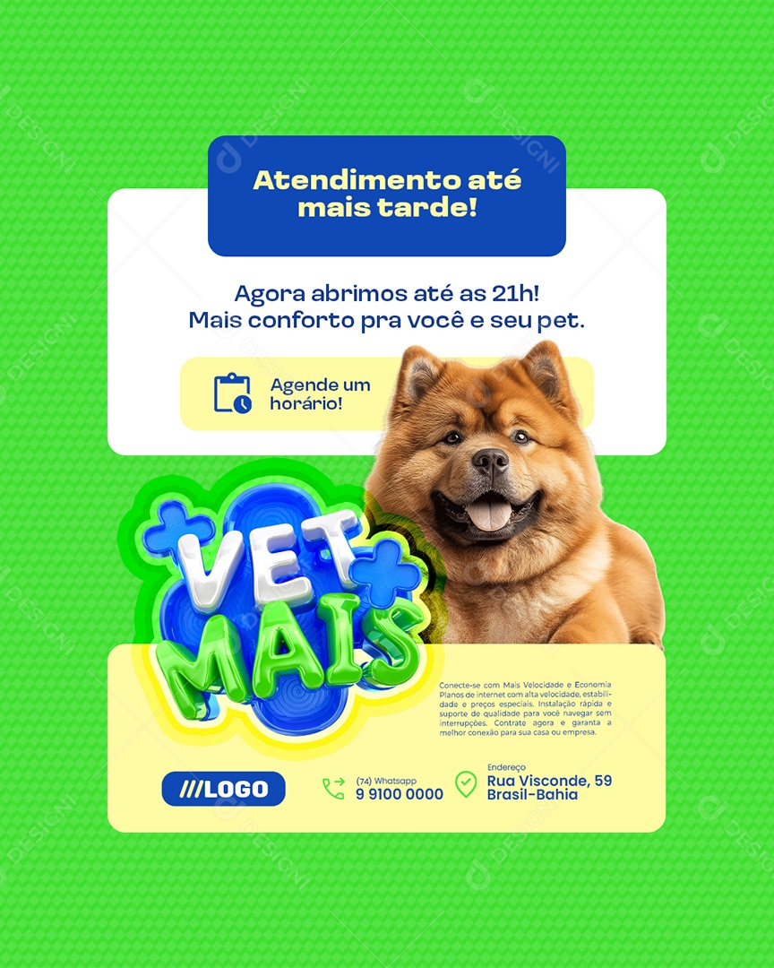 Vet Mais Veterinário Atendimento Até Mais Tarde Social Media PSD Editável