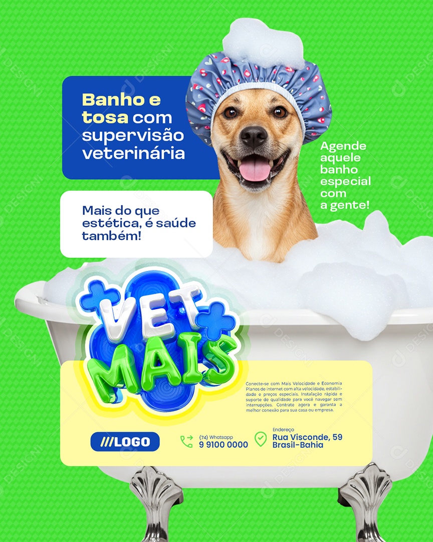 Vet Mais Veterinário Banho e Tosa Social Media PSD Editável