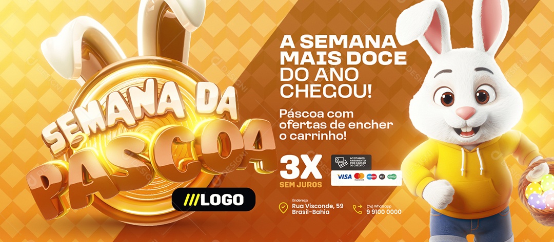 Banner Semana da Páscoa Supermercado A Semana Mais Doce do Ano Chegou Social Media PSD Editável