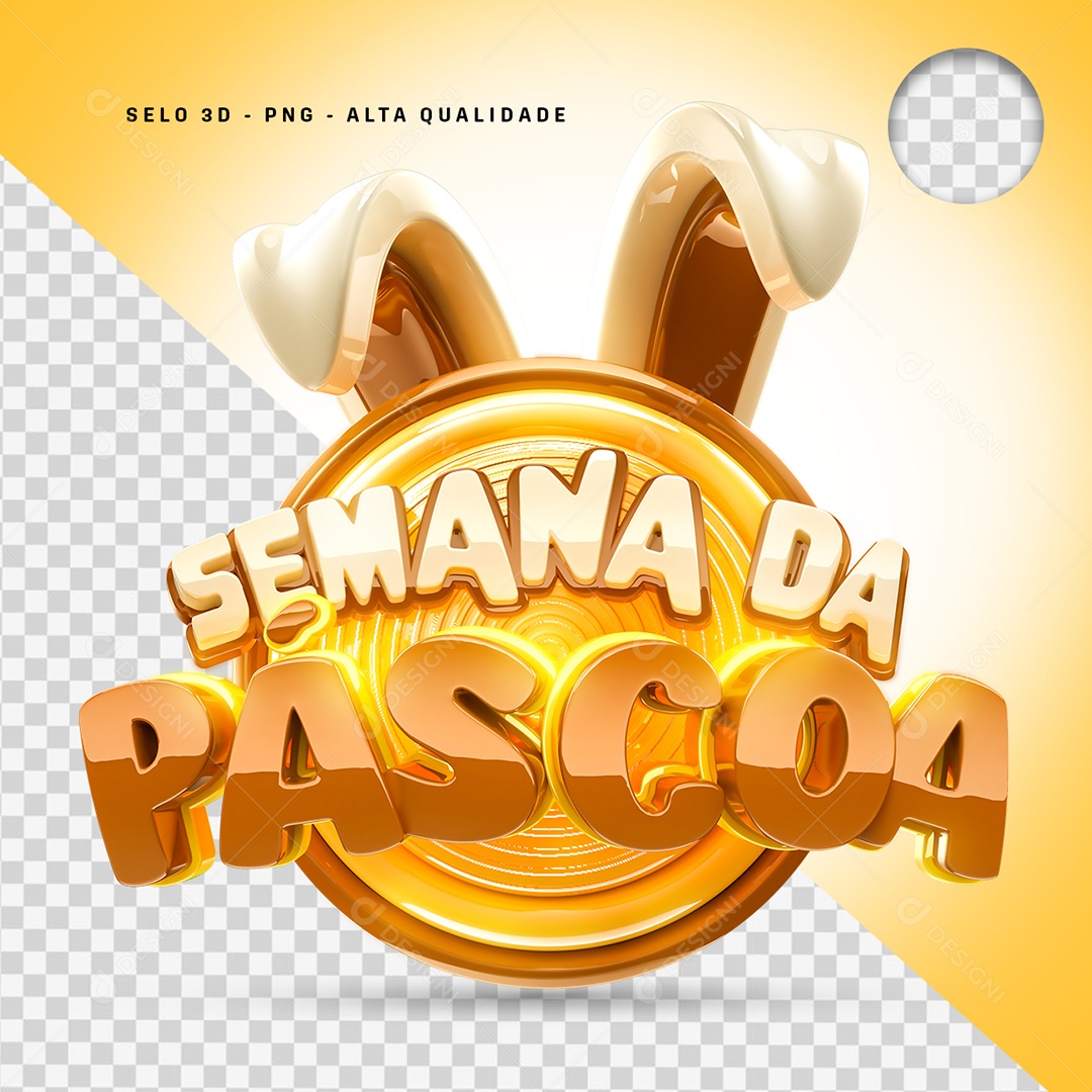 Semana da Páscoa Selo 3D para Composição PSD