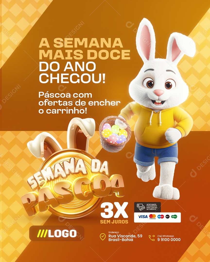 Semana da Páscoa Supermercado A Semana Mais Doce do Ano Chegou Social Media PSD Editável