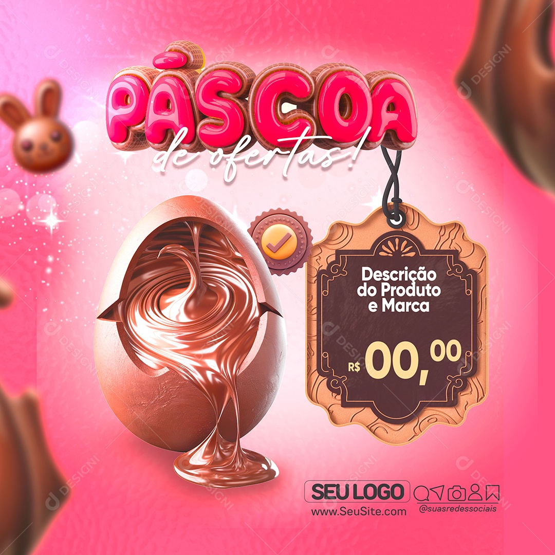 Páscoa de Ofertas Promoções Social Media PSD Editável