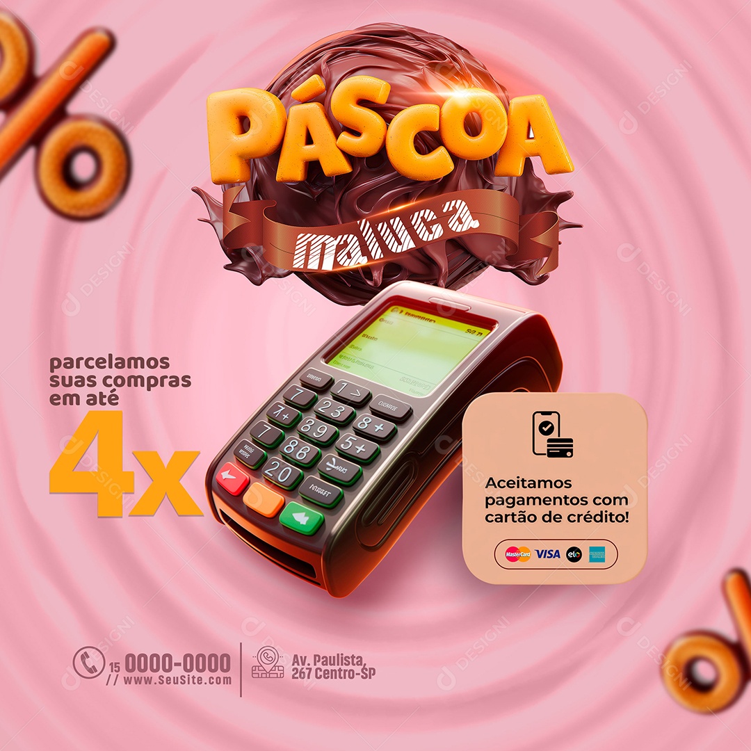 Feliz Páscoa Promoções Social Media PSD Editável