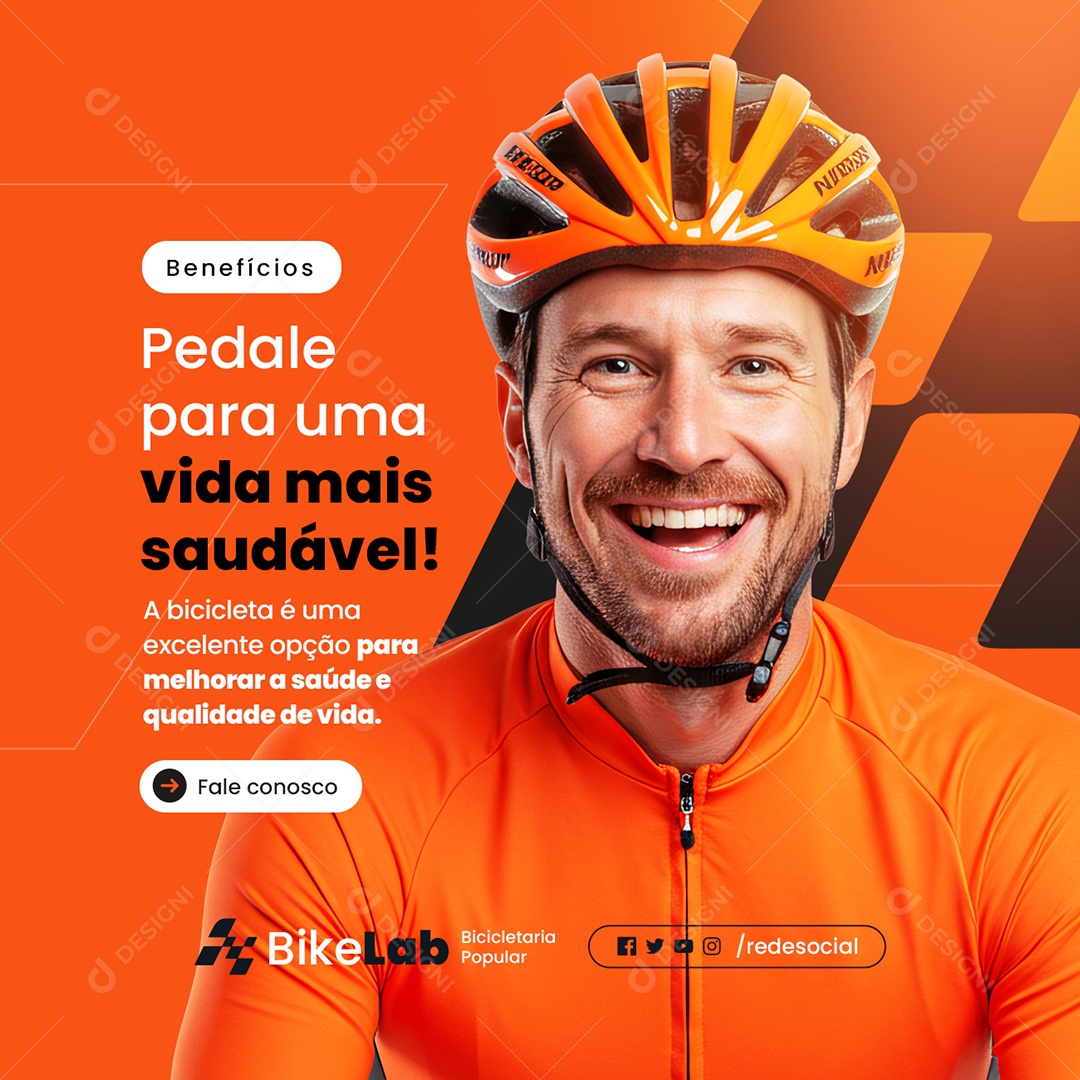 Bicicletaria Benefícios Pedale para Uma Vida Mais Saudável Social Media PSD Editável