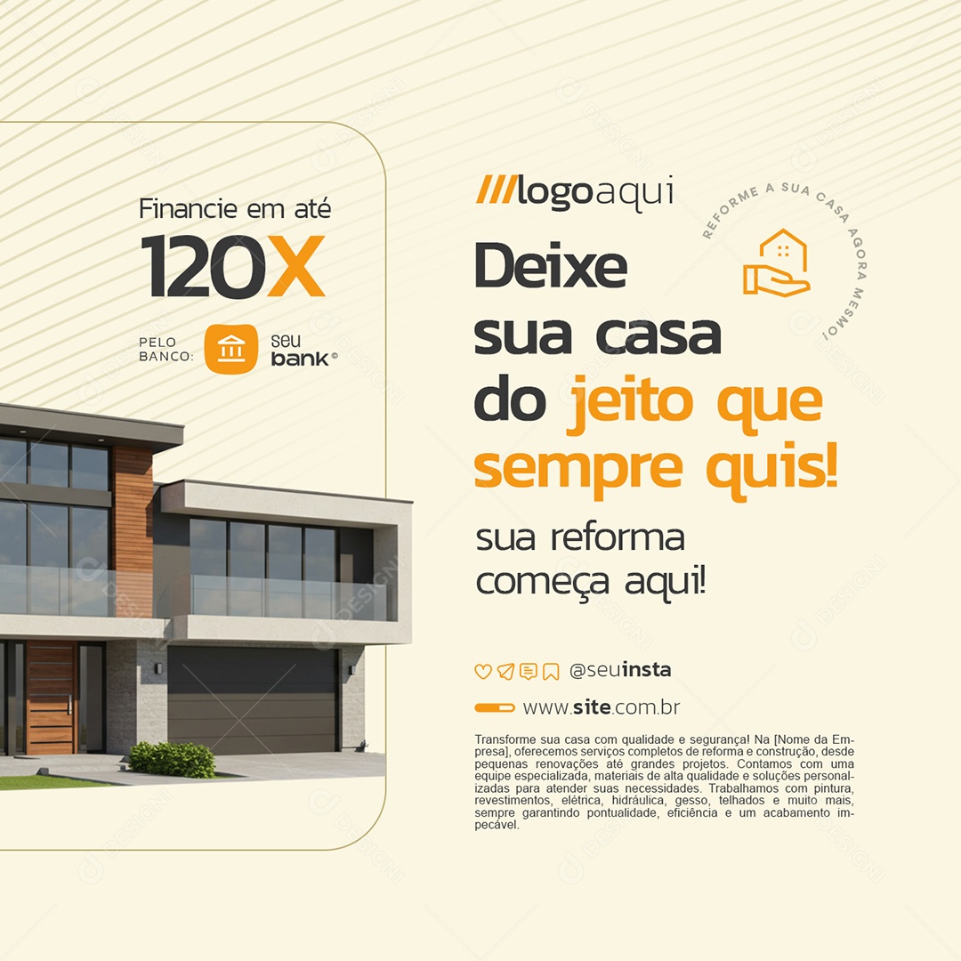 Rerfoma Deixe sua Casa do Jeito Que Sempre Quis Social Media PSD Editável