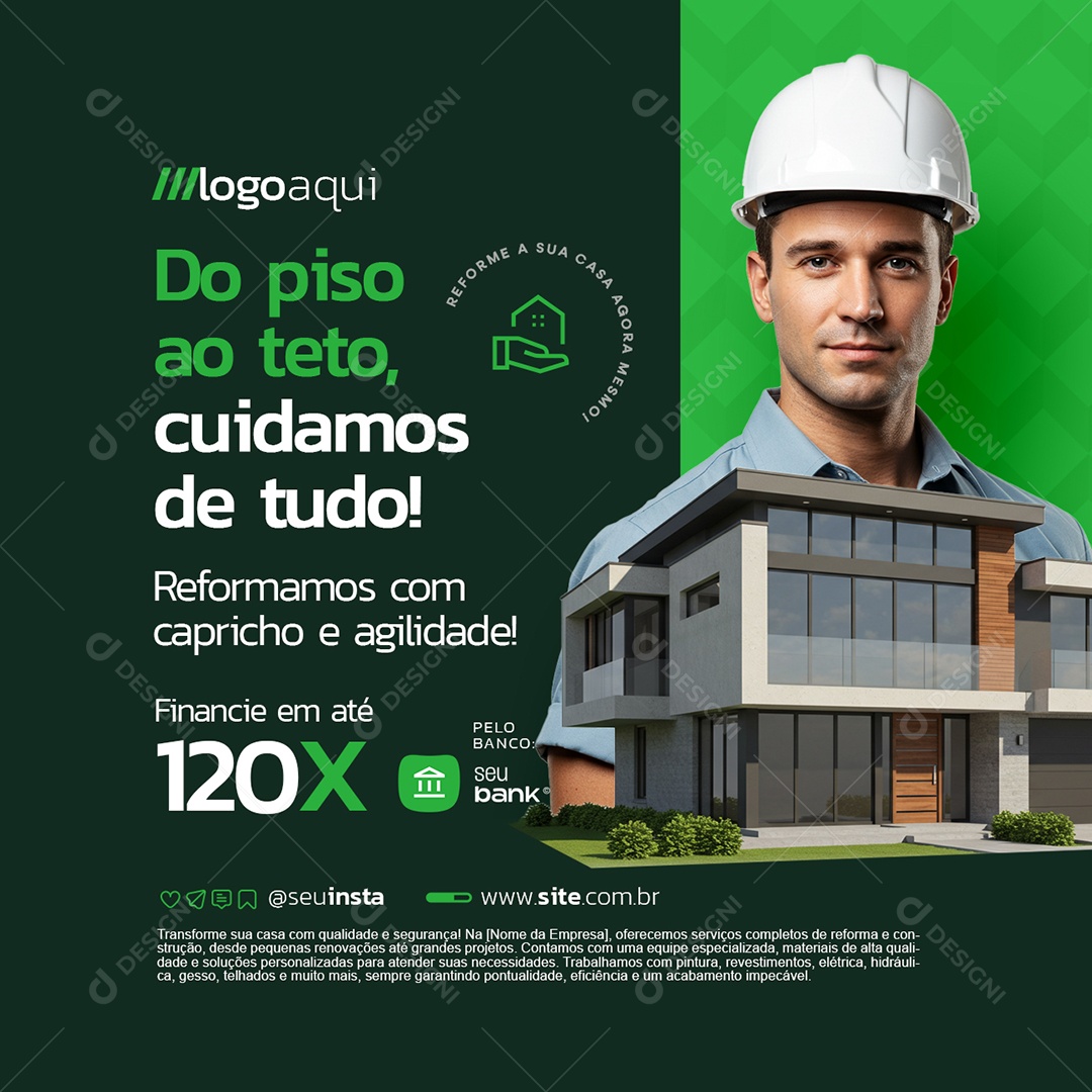 Rerfoma Do Piso ao Teto Social Media PSD Editável