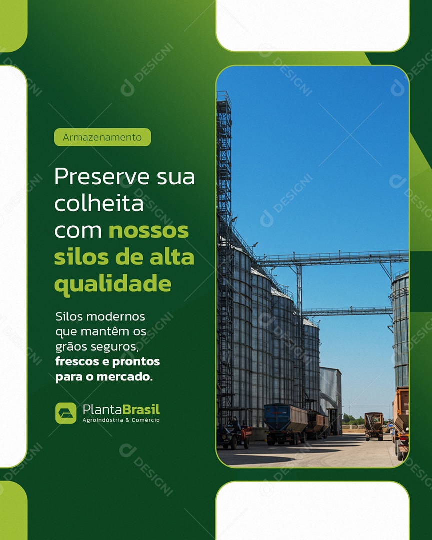 Agroindústria Armazenamento Preserve sua Colheita Social Media PSD Editável