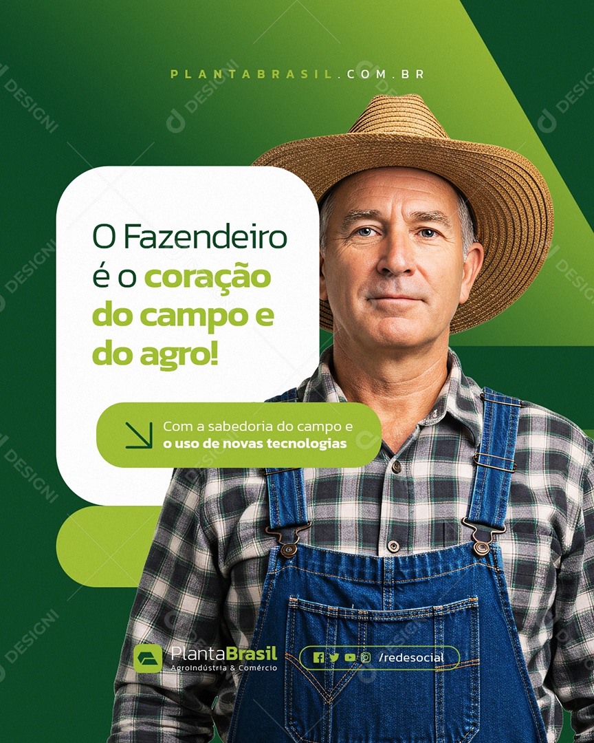 Agroindústria O Fazendeiro é o Coração do Campo e do Agro Social Media PSD Editável