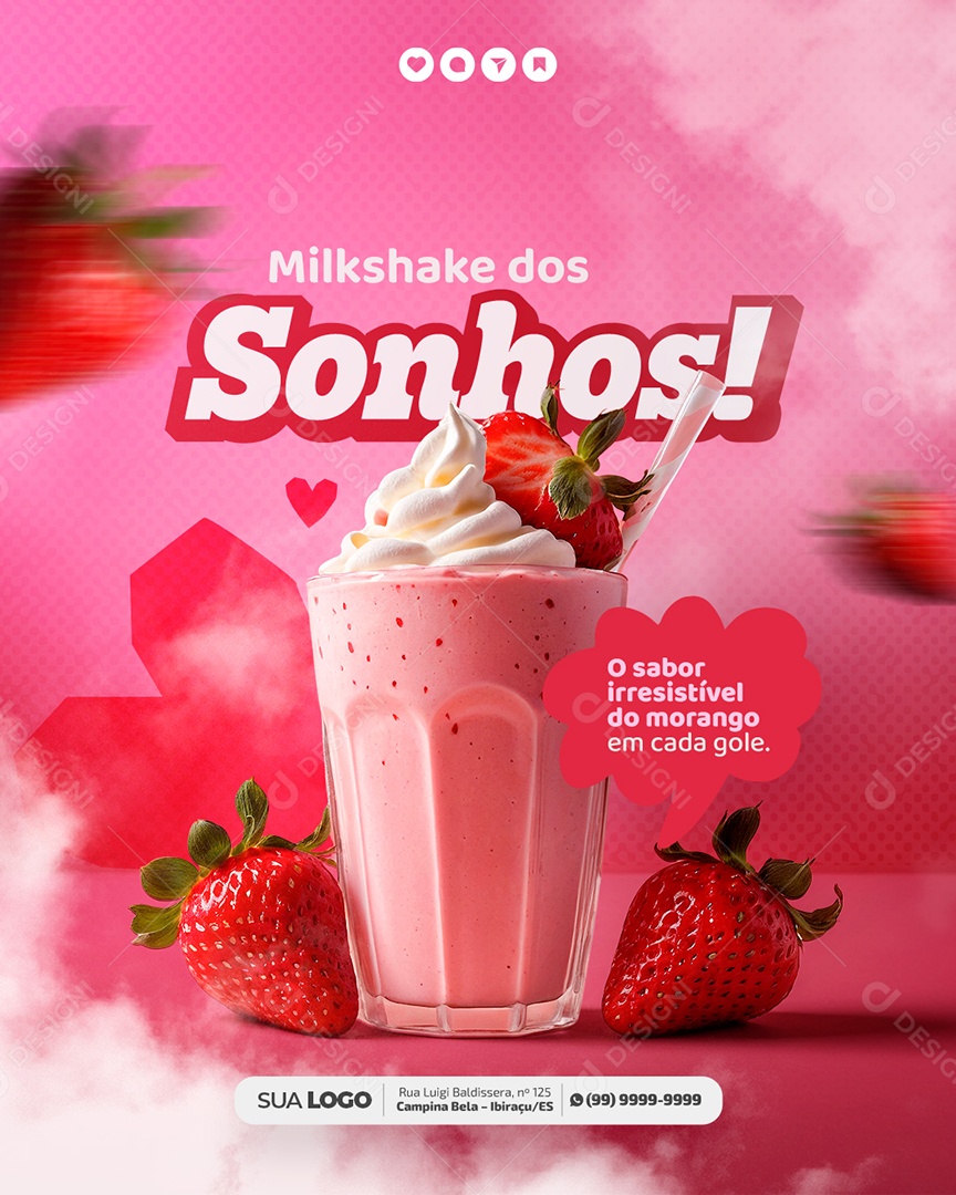 Sorveteria Milk Shake Dos Sonhos Social Media PSD Editável