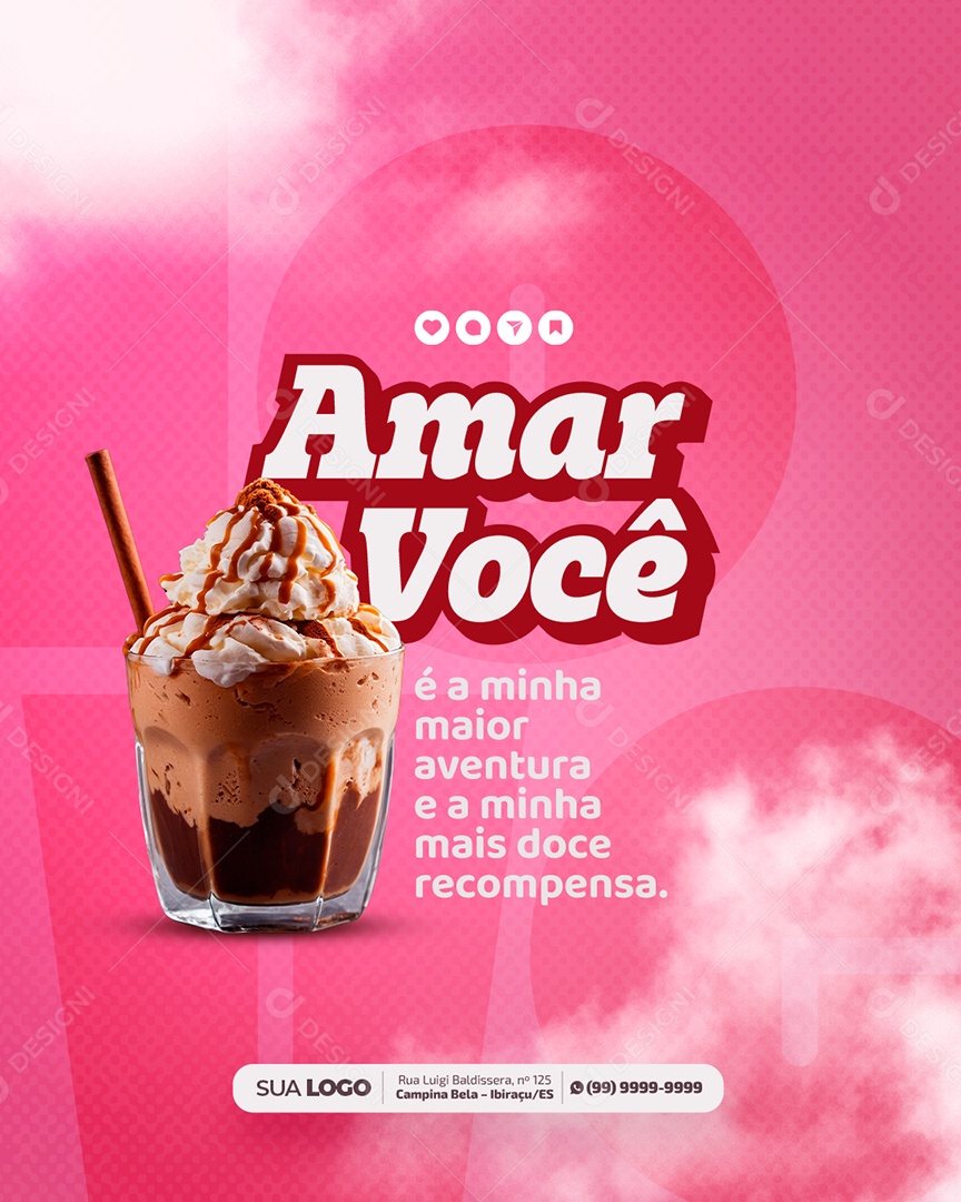 Sorveteria Amar Você é a Mais Doce Recompensa Social Media PSD Editável