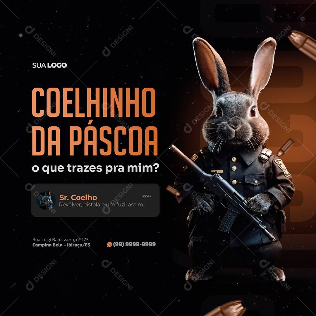 Loja de Armas Coelinho da Páscoa O Que Trazes Para Mim? Social Media PSD Editável