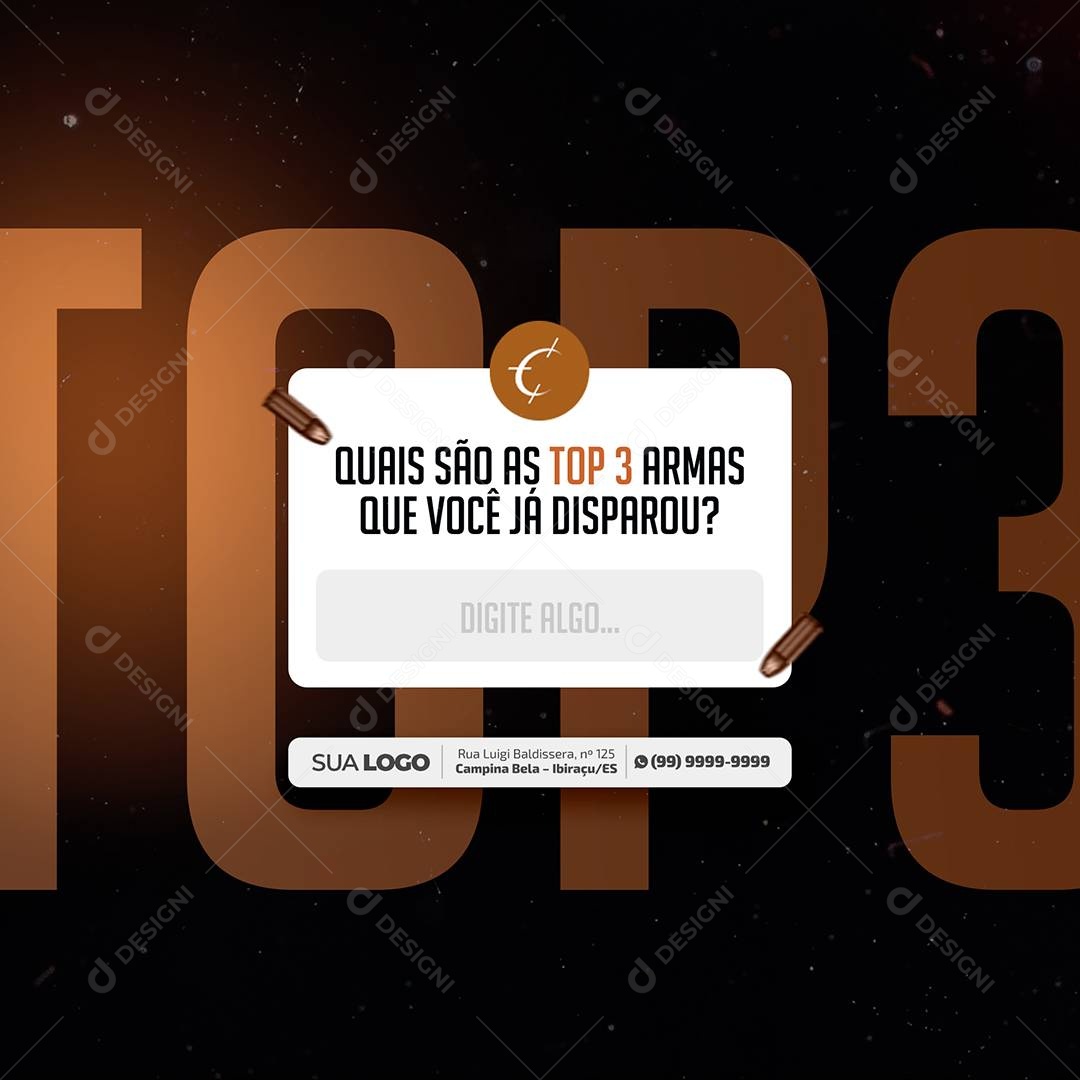 Loja de Armas Quais São as Top 3 Armas Social Media PSD Editável