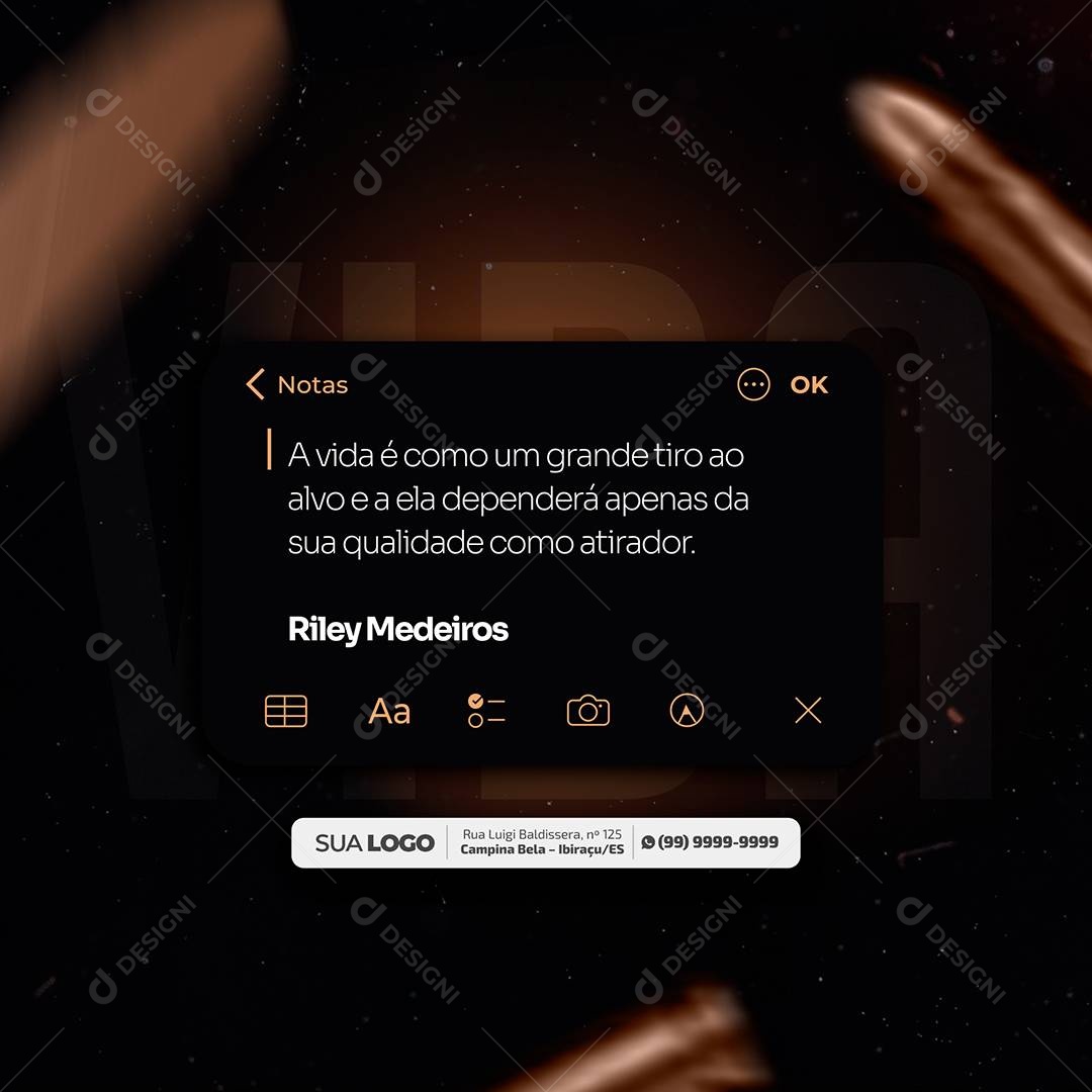 Loja de Armas Lembrete A Vida é Como Um Grande Tiro Ao Alvo Social Media PSD Editável
