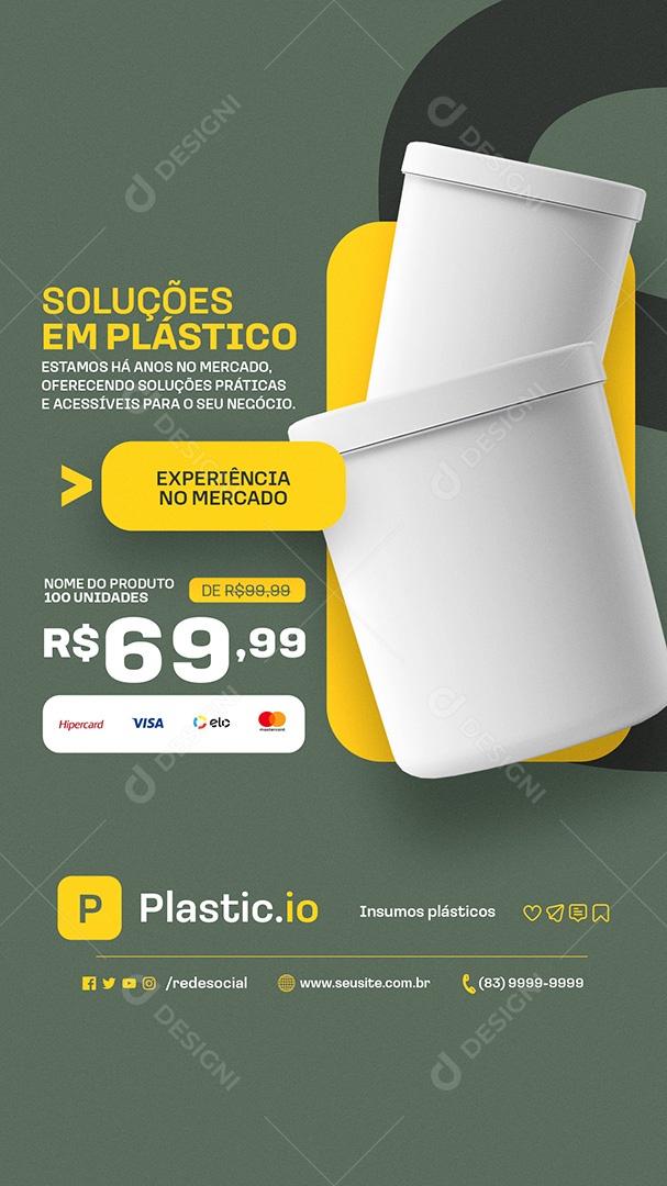 Story Embalagens Soluções em Plástico Social Media PSD Editável