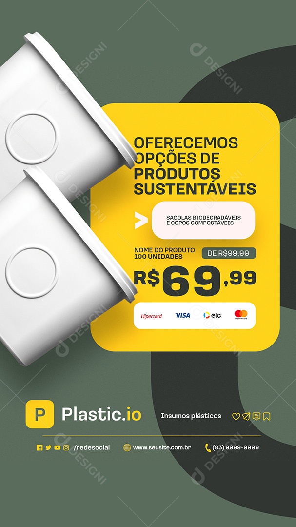 Story Embalagens Oferecemos Opções de Produtos Social Media PSD Editável