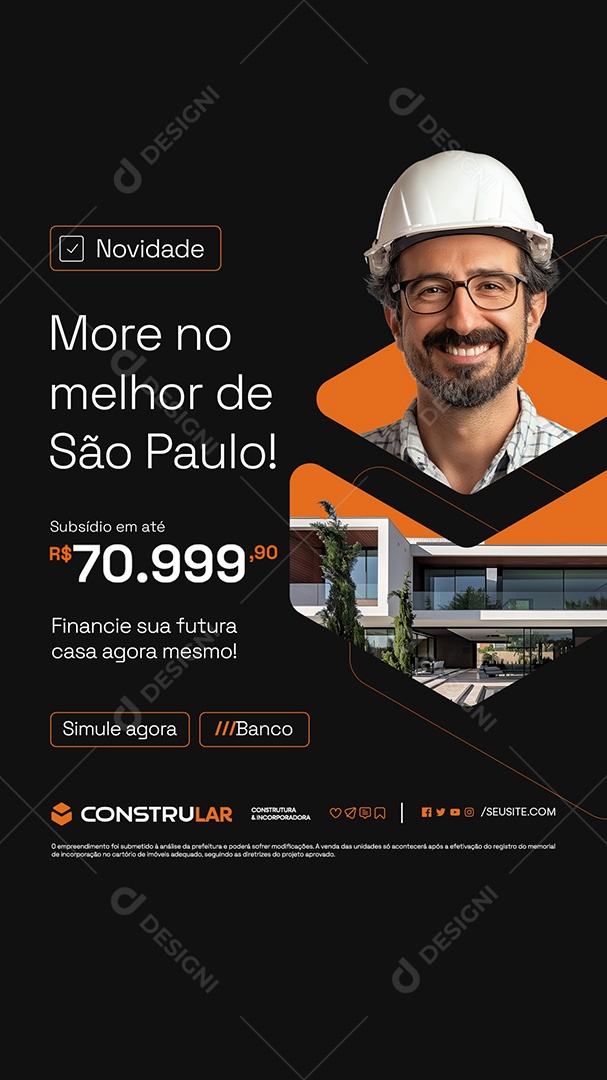 Story Construtora More no Melhor Financie sua Futura Casa Agora mesmo Social Media PSD Editável