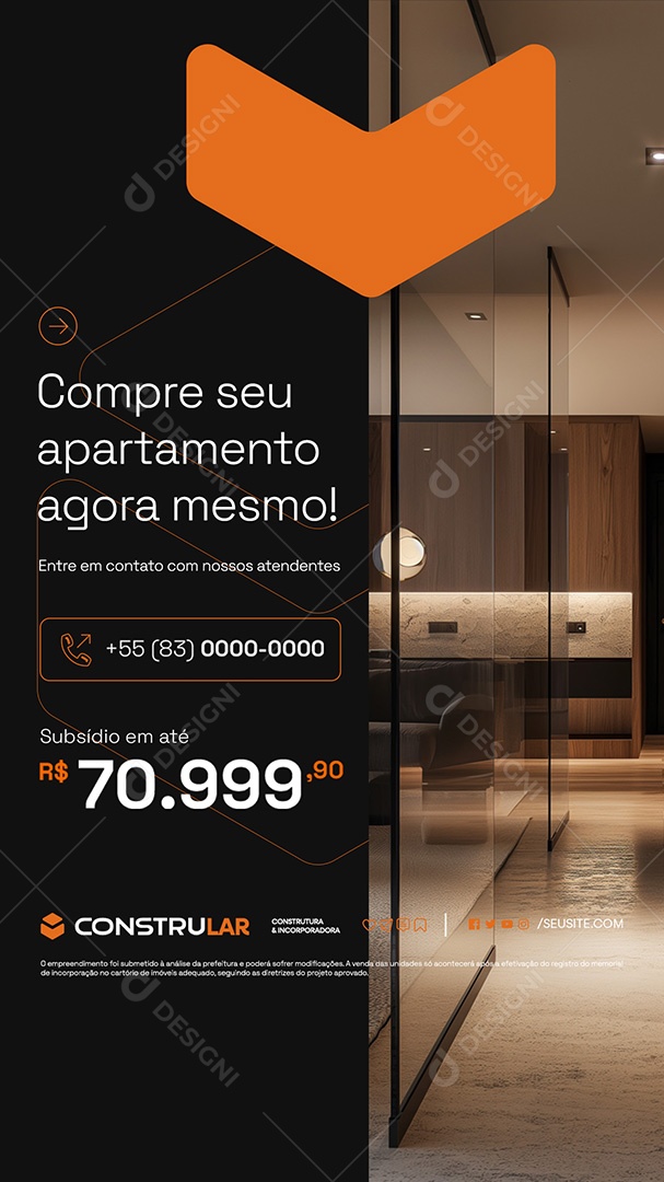 Story Construtora Compre seu Apartamento Agora Mesmo Social Media PSD Editável