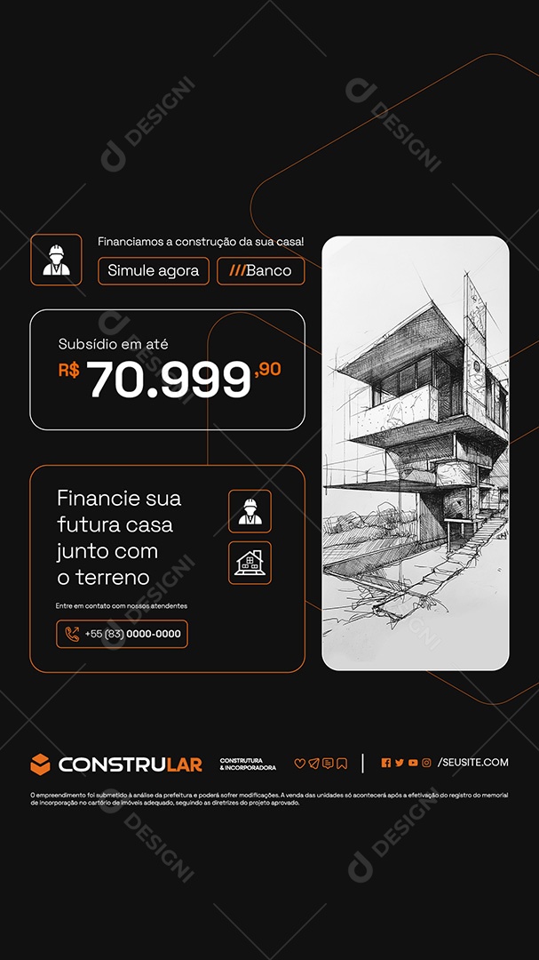 Story Construtora Financie sua Futura Casa Junto com o Terreno Social Media PSD Editável