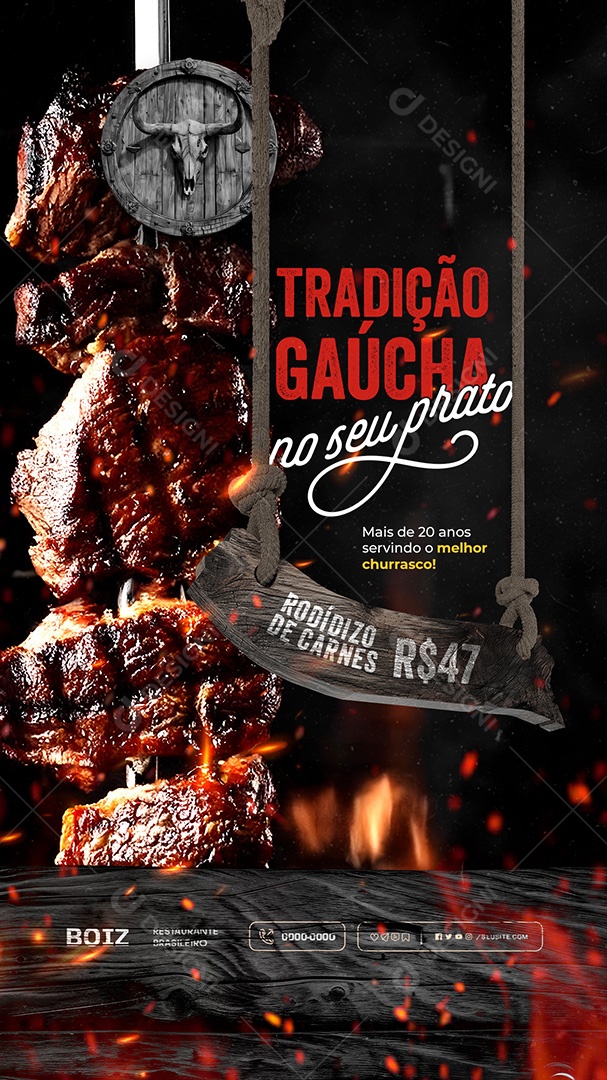 Story Churrascaria Tradição Gaúcha Social Media PSD Editável