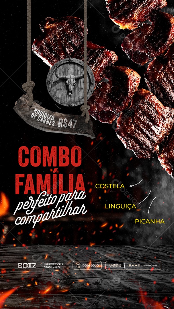 Story Churrascaria Combo Família Social Media PSD Editável