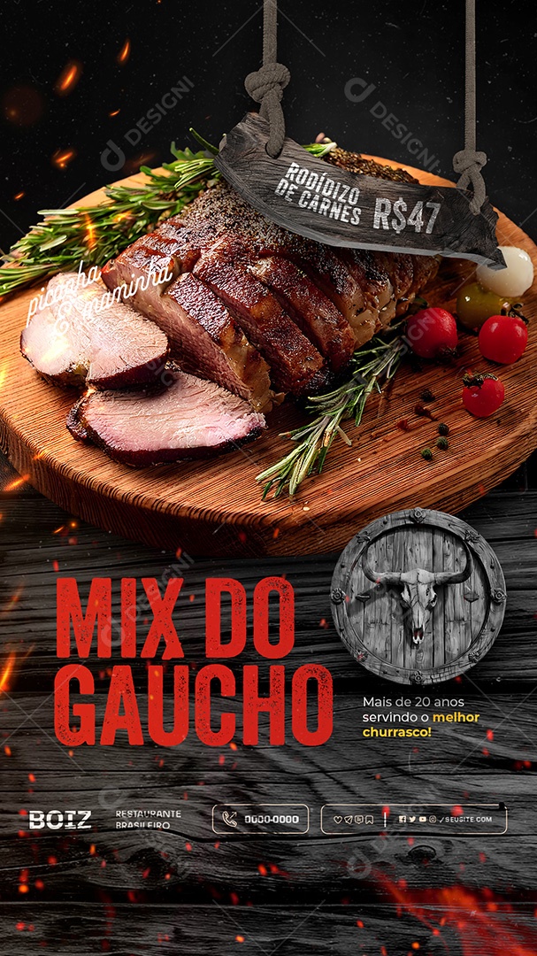 Story Churrascaria Mix do Gaucho Social Media PSD Editável