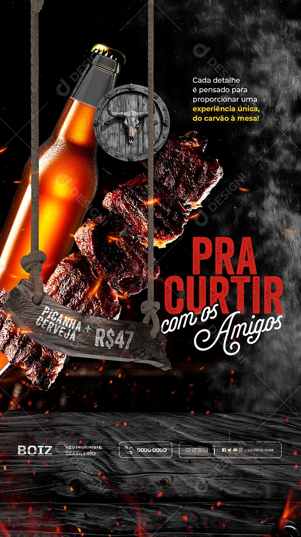 Story Churrascaria Pra Curtir Com os Amigos Social Media PSD Editável