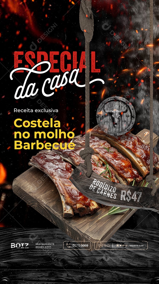 Story Churrascaria Especial da Casa Social Media PSD Editável