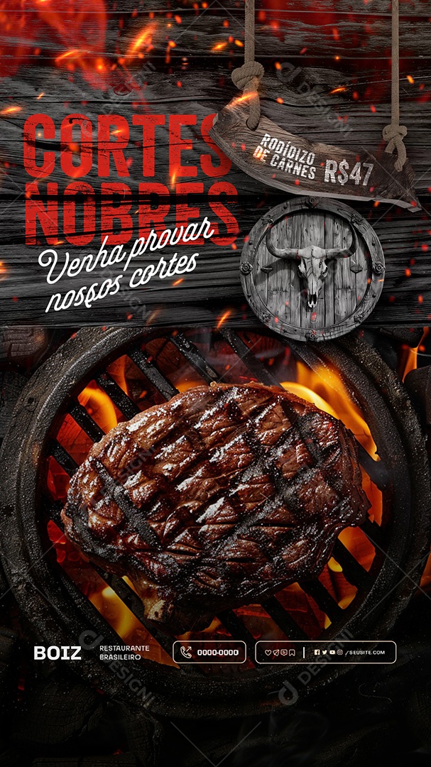 Story Churrascaria Cortes Nobres Social Media PSD Editável