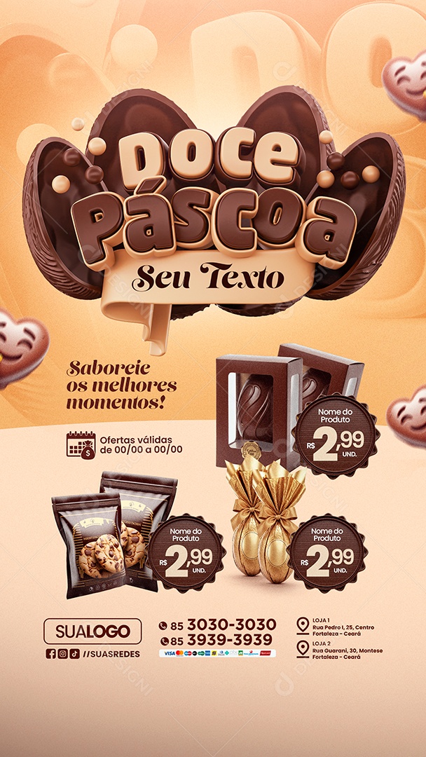 Story Tabloide Supermercado Doce Páscoa Social Media PSD Editável