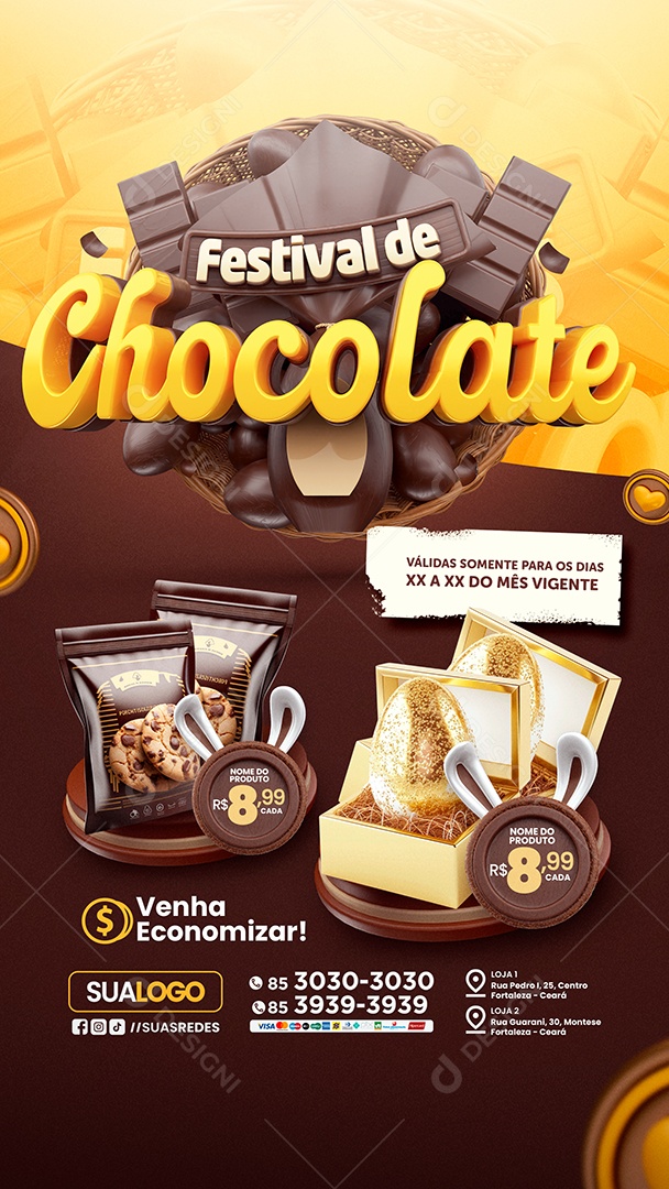 Story Tabloide Supermercado Festival de Chocolate Social Media PSD Editável